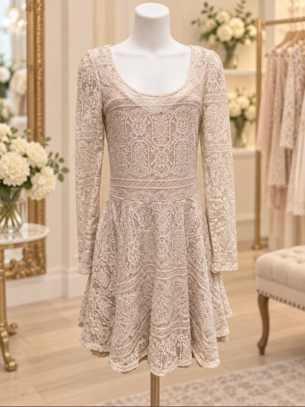 Free People size SP victorian love lace skater tulle dress